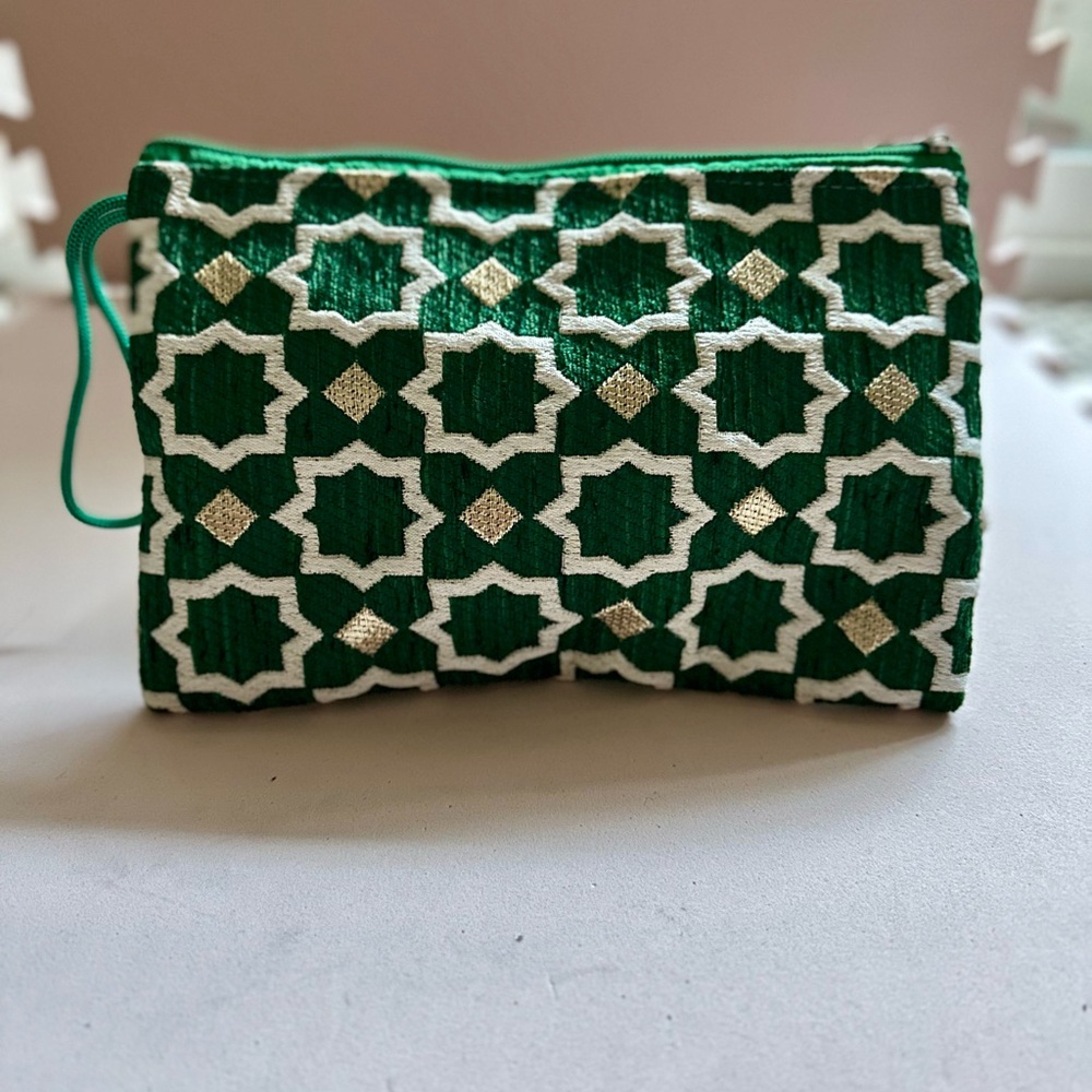 Green Embroidered Clutch Purse